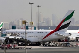 FILE PHOTO: Emirates aircraft are seen at Dubai International Airport, United Arab Emirates May 10, 2016. REUTERS/Ashraf Mohammad/File Photo