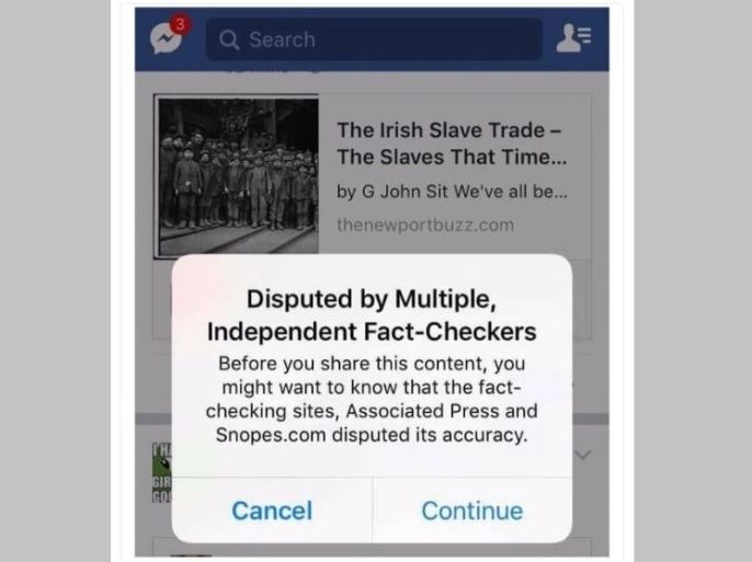 facebook began rolling a new tool to fact-check articles posted on facebook (liam Hogan @limerick1914)