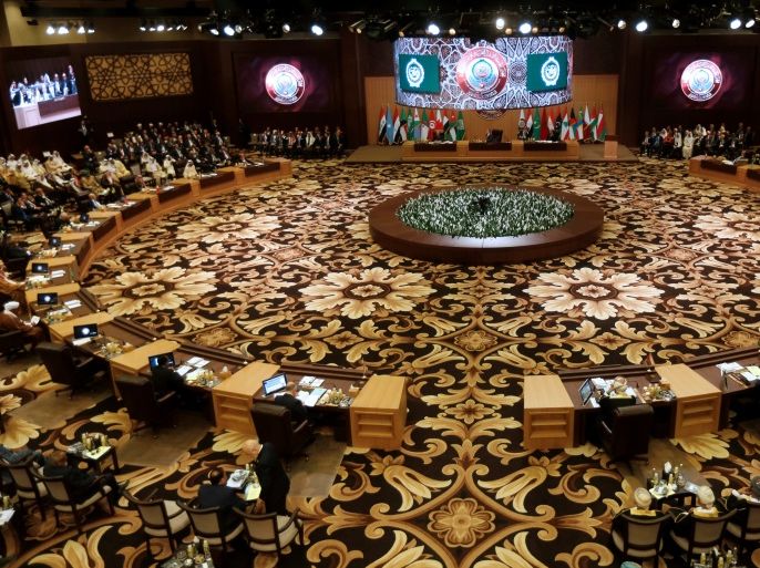 Arab leaders and head of delegations attend the 28th Ordinary Summit of the Arab League at the Dead Sea, Jordan March 29, 2017. REUTERS/Mohammad Hamed