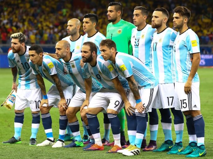 BELO HORIZONTE, BRAZIL - NOVEMBER 10: Players of Argentina pose for a photo before a match between Brazil and Argentina as part of 2018 FIFA World Cup Russia Qualifier at Mineirao stadium on November 10, 2016 in Belo Horizonte, Brazil. (Photo by Buda Mendes/Getty Images)