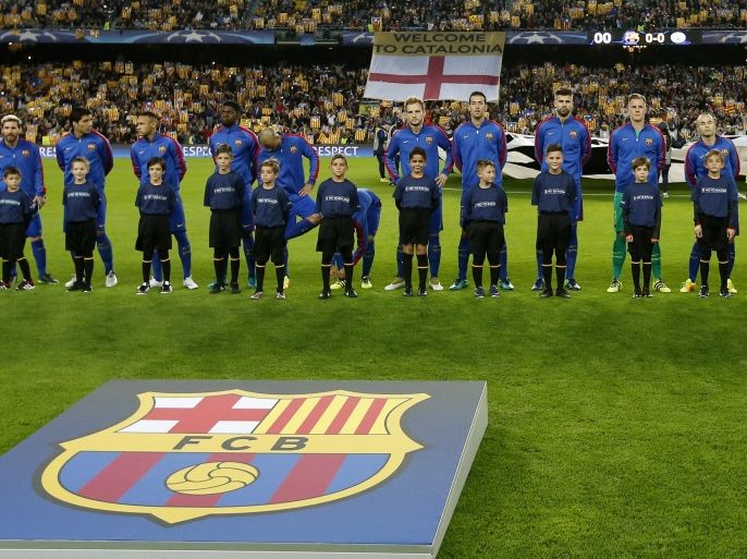 Football Soccer - FC Barcelona v Manchester City - UEFA Champions League Group Stage - Group C - The Nou Camp, Barcelona, Spain - 19/10/16Barcelona line up before the match Reuters / Albert GeaLivepicEDITORIAL USE ONLY.