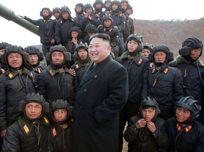 North Korean Leader Kim Jong Un guides the Korean People's Army Tank Crews' Competition 2017 in this undated photo released by North Korea's Korean Central News Agency (KCNA) in Pyongyang on April 1, 2017. KCNA/via REUTERS ATTENTION EDITORS - THIS IMAGE WAS PROVIDED BY A THIRD PARTY. EDITORIAL USE ONLY. REUTERS IS UNABLE TO INDEPENDENTLY VERIFY THIS IMAGE. SOUTH KOREA OUT. NO THIRD PARTY SALES. NOT FOR USE BY REUTERS THIRD PARTY DISTRIBUTORS.Ê TPX IMAGES OF THE DAY
