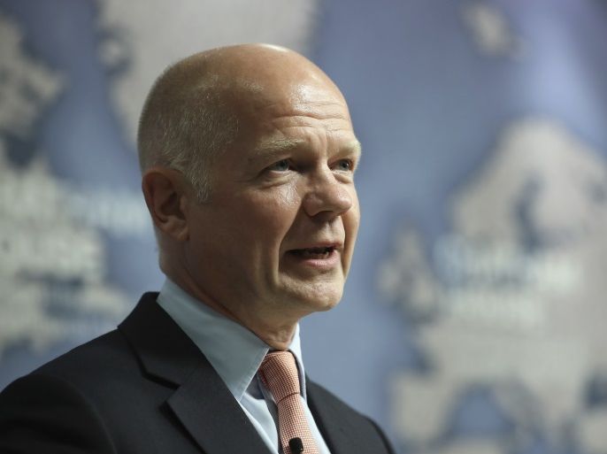 Britain's former Secretary of State for Foreign Affairs William Hague makes a speech supporting remaining in the EU, at Chatham House in London, Britain, June 8, 2016. REUTERS/Dan Kitwood/Pool