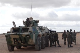 قوات إثيوبية متمركزة في مدينة دينسور بجنوب الصومال في شهر أغسطس 2015 (التصوير:قاسم سهل).