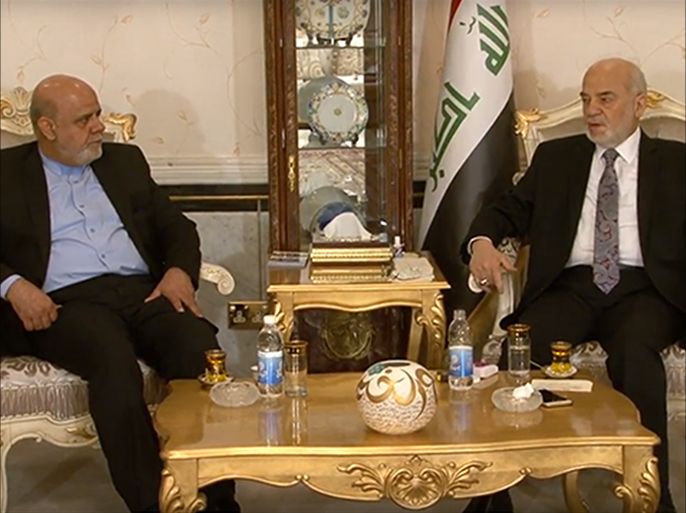 الدكتور ابراهيم الجعفري وزير خارجية العراق والسفير الايراني الجديد في بغداد ايرج مسجدي