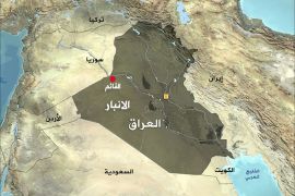 خارطة العراق موضحآ عليها الأنبار والقائم