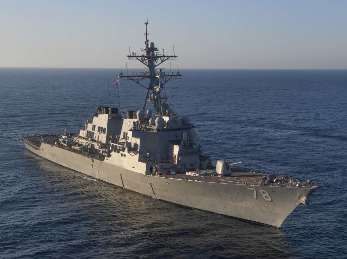The guided-missile destroyer USS Porter (DDG 78) transits the Mediterranean Sea on March 9, 2017. Ford Williams/Courtesy U.S. Navy/Handout via REUTERS ATTENTION EDITORS - THIS IMAGE WAS PROVIDED BY A THIRD PARTY. EDITORIAL USE ONLY.