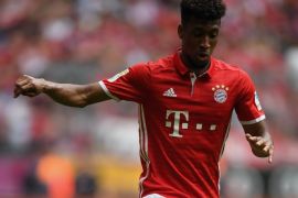 MUNICH, GERMANY - APRIL 01: Kingsley Coman of FC Bayern Muenchen controls the ball during the Bundesliga match between Bayern Muenchen and FC Augsburg at Allianz Arena on April 1, 2017 in Munich, Germany. (Photo by Matthias Hangst/Bongarts/Getty Images)