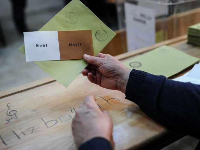 ISTANBUL, TURKEY - APRIL 16: Ballot papers are seen at a polling station during a referendum in Istanbul, April 16, 2017 Turkey. Millions of Turks are heading to the polls to vote on a set of 18 proposed amendments to the Constitution of Turkey. A 'Yes' vote would grant President Recep Tayyip Erdogan, who seeking to replace Turkey's parliamentary system, with full executive powers. (Photo by Usame Ari/Getty Images)