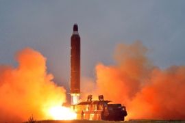 A test launch of ground-to-ground medium long-range ballistic rocket Hwasong-10 in this undated photo released by North Korea's Korean Central News Agency (KCNA) on June 23, 2016. REUTERS/KCNA ATTENTION EDITORS - THIS PICTURE WAS PROVIDED BY A THIRD PARTY. REUTERS IS UNABLE TO INDEPENDENTLY VERIFY THE AUTHENTICITY, CONTENT, LOCATION OR DATE OF THIS IMAGE. FOR EDITORIAL USE ONLY. NOT FOR SALE FOR MARKETING OR ADVERTISING CAMPAIGNS. NO THIRD PARTY SALES. NOT FOR USE BY REUTERS THIRD PARTY DISTRIBUTORS. SOUTH KOREA OUT. NO COMMERCIAL OR EDITORIAL SALES IN SOUTH KOREA. THIS PICTURE IS DISTRIBUTED EXACTLY AS RECEIVED BY REUTERS, AS A SERVICE TO CLIENTS. TPX IMAGES OF THE DAY
