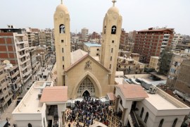 A general view is seen as Egyptians gather by a Coptic church that was bombed on Sunday in Tanta, Egypt, April 9, 2017. REUTERS/Mohamed Abd El Ghany