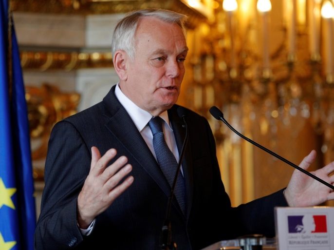 French Foreign Minister Jean-Marc Ayrault delivers his speech during a press conference in Paris, France, March 29, 2017. REUTERS/Christophe Ena/Pool