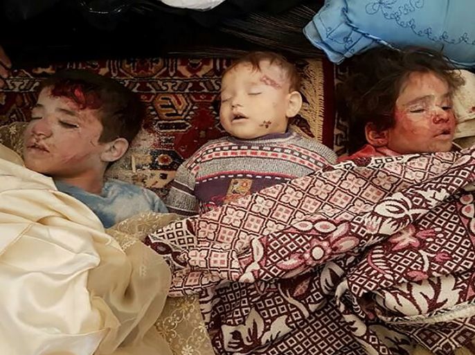 من مجزرة قصف ريف ادلب ومقتل اطفال (شبكة شام(