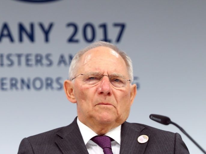 German Finance Minister Wolfgang Schaeuble addresses a news conference at the G20 Finance Ministers and Central Bank Governors Meeting in Baden-Baden, Germany, March 18, 2017. REUTERS/Kai Pfaffenbach