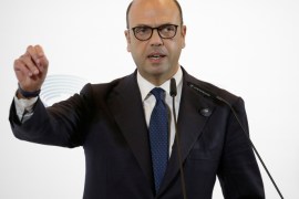 Italy's Foreign Minister Angelino Alfano talks during a news conference at the end of a G7 for foreign ministers in Lucca, Italy April 11, 2017. REUTERS/Max Rossi
