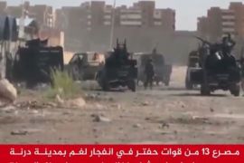 جانب من الاشتباكات بين مسلحي مجلس شورى ثوار بنغازي وقوات اللواء خليفة حفتر