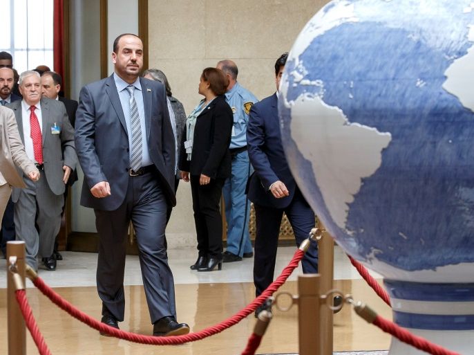 Syria's main opposition High Negotiations Committee (HNC) leader Nasr al-Hariri arrives to take part in a round of negotiations with UN Special Envoy of the Secretary-General for Syria Staffan de Mistura (no pictured), during the Intra Syria talks, at the European headquarters of the United Nations in Geneva, Switzerland May 16, 2017. REUTERS/Salvatore Di Nolfi/Pool