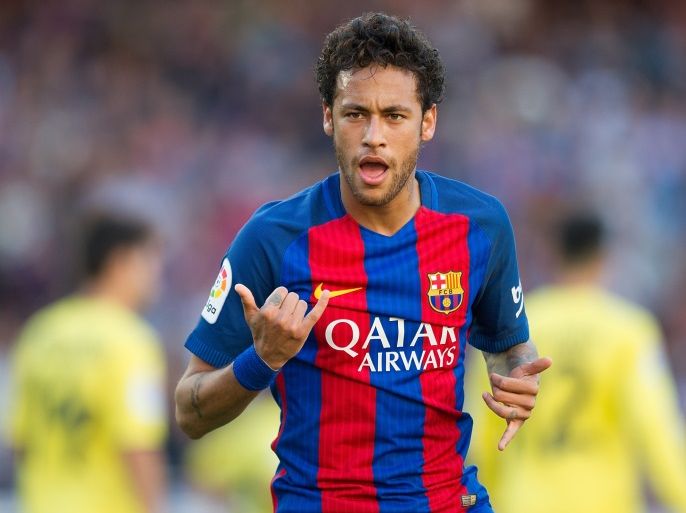 BARCELONA, SPAIN - MAY 06: Neymar of FC Barcelona celebrates after scoring his team's opening goal during of the La Liga match between FC Barcelona and Villarreal CF at Camp Nou stadium on May 6, 2017 in Barcelona, Spain. (Photo by Denis Doyle/Getty Images)