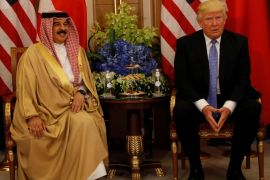 U.S. President Donald Trump meets with Bahrain's King Hamad bin Isa Al Khalifa in Riyadh, Saudi Arabia, May 21, 2017. REUTERS/Jonathan Ernst