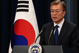 SEOUL, SOUTH KOREA - MAY 10: South Korea's new President Moon Jae-In speaks during a press conference at the presidential Blue House on May 10, 2017 in Seoul, South Korea. Moon Jae-in of Democratic Party, was elected as the new president of South Korea in the election held on May 9, 2017. (Photo by Kim Min-Hee-Pool/Getty Images)