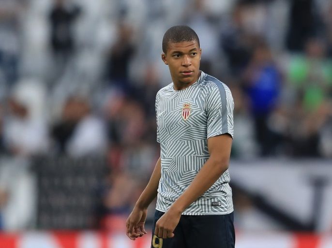 TURIN, ITALY - MAY 09: Kylian Mbappe of AS Monaco warms up prior to during the UEFA Champions League Semi Final second leg match between Juventus and AS Monaco at Juventus Stadium on May 9, 2017 in Turin, Italy. (Photo by Richard Heathcote/Getty Images)