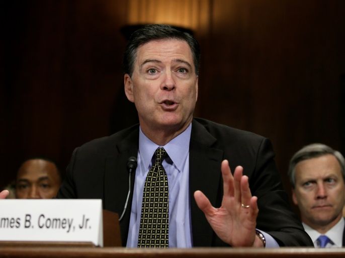 FBI Director James Comey testifies before a Senate Judiciary Committee hearing on