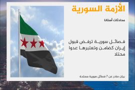 رفضت سبعة فصائل مسلحة تابعة للمعارضة السورية القبول بإيران كضامن أو راع لأي عملية سياسية في سوريا