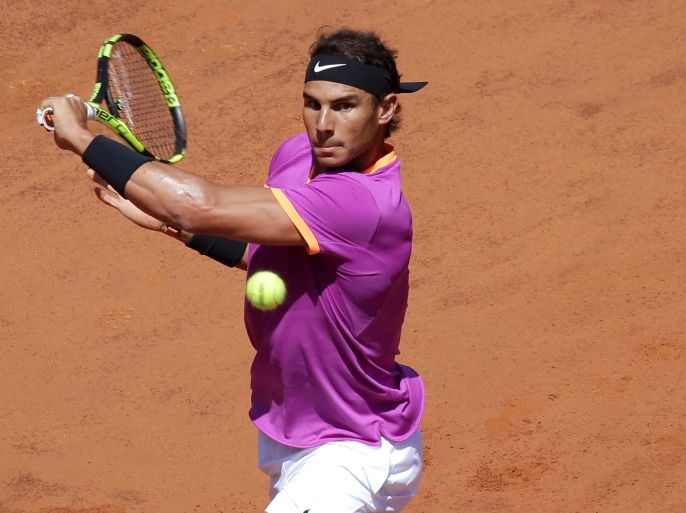 Tennis - ATP - Rome Open - Rafael Nadal of Spain v Nicolas Almagro of Spain - Rome, Italy - 17/5/17 - Nadal returns the ball. REUTERS/Max Rossi