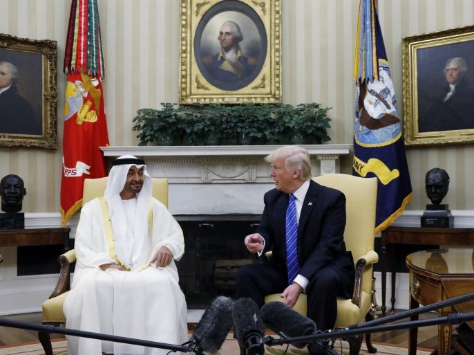 Abu Dhabi's Crown Prince Sheikh Mohammed bin Zayed al-Nahyan meets with U.S. President Donald Trump in the Oval Office at the White House in Washington, U.S. May 15, 2017. REUTERS/Kevin Lamarque