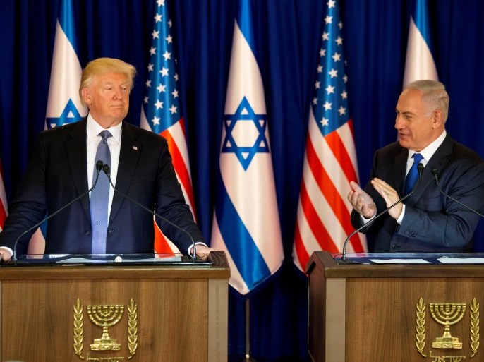 U.S. President Donald Trump and Israel’s Prime Minister Benjamin Netanyahu deliver remarks before a dinner at Netanyahu’s residence in Jerusalem May 22, 2017. REUTERS/Ariel Schalit/Pool