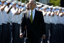 U.S. Secretary of Defense James Mattis walks past saluting cadets as he arrives for commencement ceremonies at the United States Military Academy in West Point, New York, U.S., May 27, 2017. REUTERS/Mike Segar