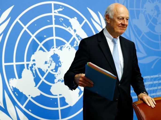 United Nations Special Envoy for Syria Staffan de Mistura attends a news conference ahead of Intra Syria talks at the U.N. in Geneva, Switzerland, May 15, 2017. REUTERS/Denis Balibouse