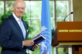 United Nations Special Envoy for Syria Staffan de Mistura attends a news conference at the European headquarters of the U.N. in Geneva, Switzerland May 11 2017. REUTERS/Denis Balibouse