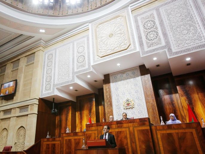 Moroccan Prime Minister Saad Eddine el-Othmani delivers his first speech presenting the government's program at the Moroccan Parliament in Rabat, Morocco April 19, 2017. REUTERS/Youssef Boudlal