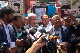 فلسطين رام الله 27 أيار 2017 مؤتمر صحفي لإعلان تعليق إضراب الأسرى في خيمة الاعتصام بمدينة رام الله