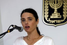 Ayelet Shaked, Israel's new Justice Minister of the far-right Jewish Home party, speaks during a ceremony at the Justice Ministry in Jerusalem May 17, 2015. Shaked said on Sunday she would seek a new balance that would rein in the powers of the Supreme Court over parliament and the government, a policy critics fear would restrict judicial oversight. REUTERS/Gali Tibbon/Pool