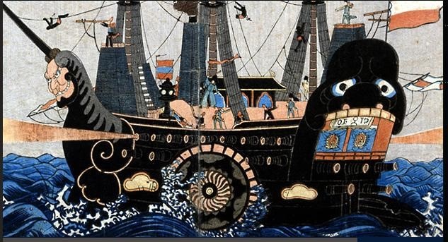 السُفن السوداء -كما أسماها ورسمها اليابانيون- التي حملت ماثيو برّي وحملته الاستكشافية إلى اليابان