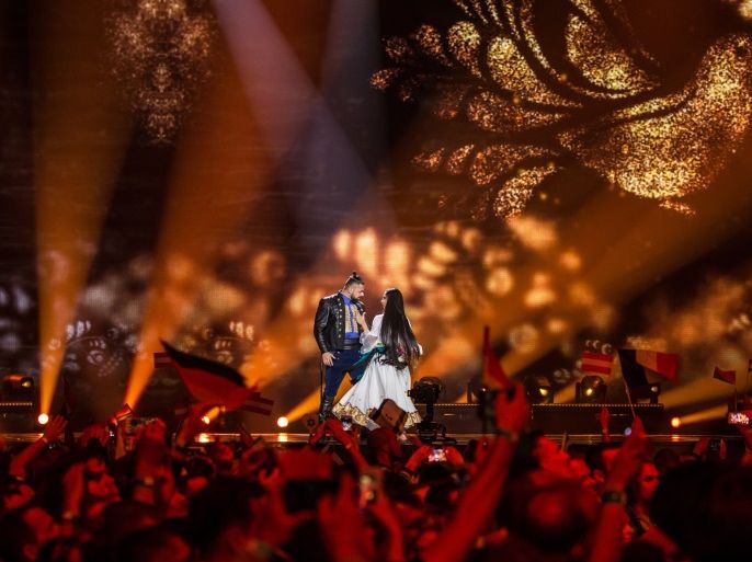 KIEV, UKRAINE - MAY 11: Joci Papai, the contestant from Hungary, performs during the second Eurovision semi-final on May 11, 2017 in Kiev, Ukraine. Ukraine is the 62nd host of the annual iteration of the international song contest. It is the longest running international TV song competition, held primarily among countries from Europe. Each participating country will perform an original song, votes cast by the other countries determine the winner. This year's winner Salvador Sobral from Portugal won with his love ballad 'Amar Pelos Dois'. (Photo by Brendan Hoffman/Getty Images)