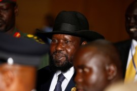 South Sudan's President Salva Kiir (C) is escorted as he arrives for the 28th Ordinary Session of the Assembly of the Heads of State and the Government of the African Union in Ethiopia's capital Addis Ababa, January 30, 2017. REUTERS/Tiksa Negeri