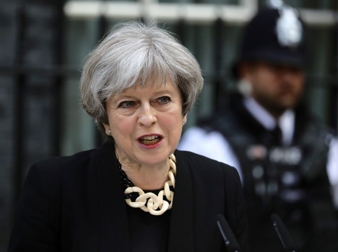 Britain's Prime Minister Theresa May speaks outside 10 Downing Street after an attack on London Bridge and Borough Market left 7 people dead and dozens injured in London, Britain, June 4, 2017. REUTERS/Kevin Coombs