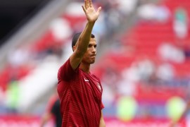 KAZAN, RUSSIA - JUNE 18: Cristiano Ronaldo of Portugal applauds supporters during the warmup prior to the FIFA Confederations Cup Russia 2017 Group A match between Portugal and Mexico at Kazan Arena on June 18, 2017 in Kazan, Russia. (Photo by Ian Walton/Getty Images)