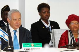 epa06010736 Prime Minister of Israel, Benjamin Netanyahu (L) and the President of Liberia Ellen Johnson Sirleaf (R), attending a regional Economic Community of West African States (ECOWAS) summit in Margibi County, Liberia, 04 June 2017. ECOWAS is made up of fifteen member countries located in the Western African region, with cultural, geopolitical ties and shared common economic interest. EPA/AHMED JALLANZO