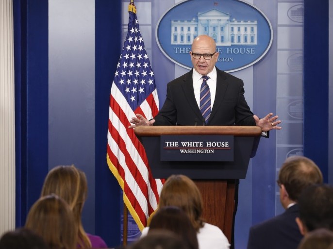 White House national security advisor H.R. McMaster speaks in the White House briefing room in Washington, U.S., May 16, 2017. REUTERS/Joshua Roberts