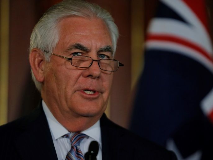 U.S. Secretary of State Rex Tillerson speaks at a press conference at the Australia-United States Ministerial Consultations (AUSMIN) at Government House in Sydney, Australia, June 5, 2017. REUTERS/Jason Reed