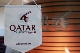 A logo of Qatar Airways is seen at Hamad International Airport in Doha, Qatar June 12, 2017. REUTERS/Naseem Zeitoon