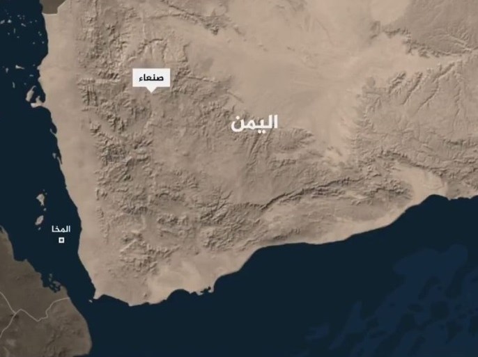 خريطة اليمن وعليها موقع المخا على الساحل الغربي لليمن
