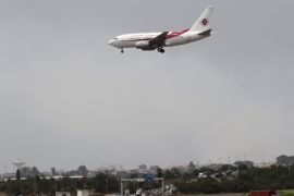 An Air Algerie Airways plane prepares to land at Houari Boumediene Airport in Algiers July 24, 2014. An Air Algerie flight crashed on Thursday en route from Ouagadougou in Burkina Faso to Algiers with 110 passengers on board, an Algerian aviation official said. REUTERS/Louafi Larbi (Algeria - Tags: DISASTER TRANSPORT)