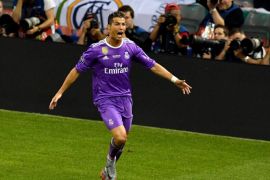 CARDIFF, WALES - JUNE 03: In this handout image provided by UEFA, Cristiano Ronaldo of Real Madrid celebrates scoring his sides third goal during the UEFA Champions League Final between Juventus and Real Madrid at National Stadium of Wales on June 3, 2017 in Cardiff, Wales. (Photo by Handout/UEFA via Getty Images)