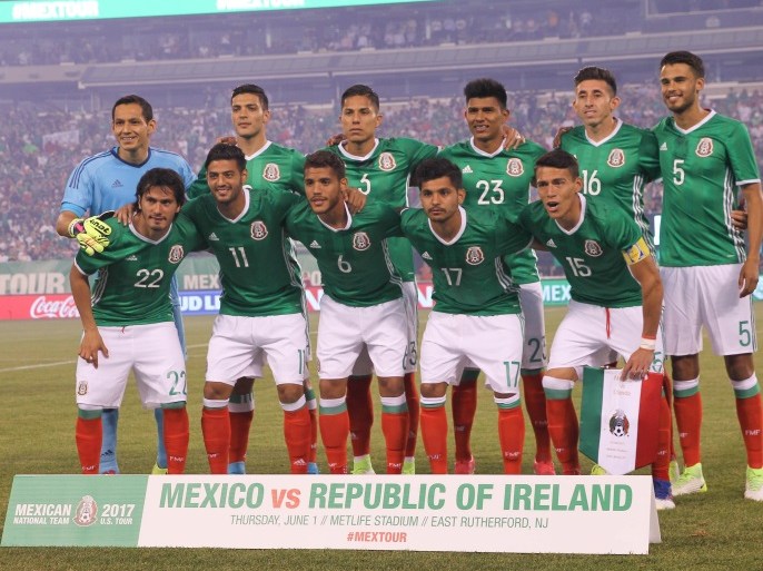 Jun 1, 2017; East Rutherford, NJ, USA; Mexico poses for a team picture before the start of the first half of their game against the Republic of Ireland at MetLife Stadium. Mandatory Credit: Ed Mulholland-USA TODAY Sports