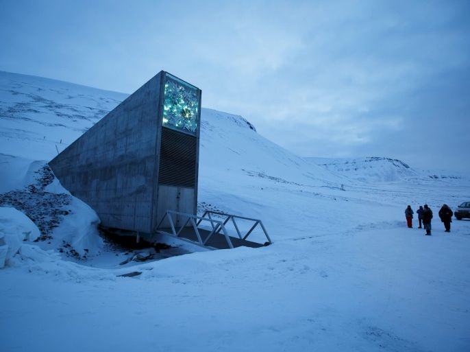 The entrance to the international gene bank Svalbard Global Seed Vault (SGSV) is pictured outside Longyearbyen on Spitsbergen, Norway, February 29, 2016. REUTERS/Heiko Junge/NTB Scanpix ATTENTION EDITORS - THIS PICTURE WAS PROVIDED BY A THIRD PARTY. THIS PICTURE IS DISTRIBUTED EXACTLY AS RECEIVED BY REUTERS, AS A SERVICE TO CLIENTS. NORWAY OUT. NO COMMERCIAL OR EDITORIAL SALES IN NORWAY.